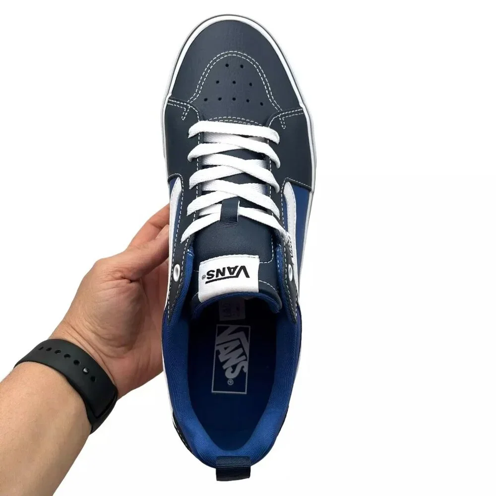 Vans Filmore Men's Casual Leather Sneaker Size 10 Navy -Royal Blue Lace up Shoes